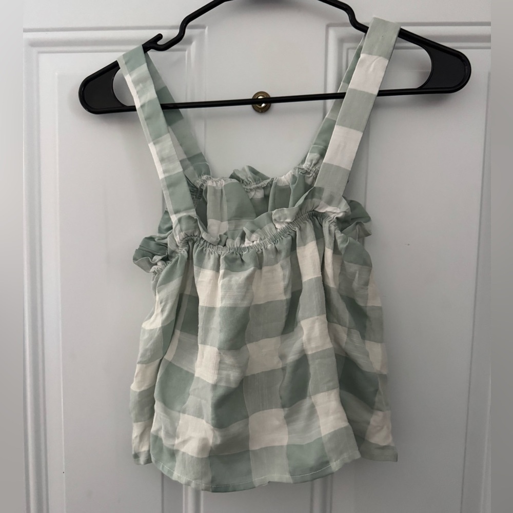 Checkered Green and White Women's Tank Top